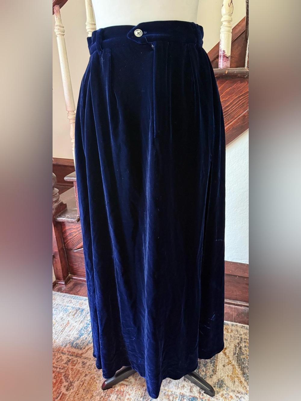 Ralph Lauren Midnight Blue Y2K Velvet Maxi Skirt